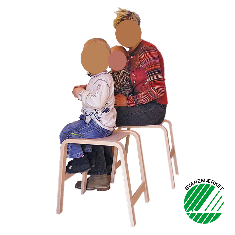 Svanemærket taburet, Panuline Stabel Taburet, kan stables, legemøbel, pædagogisk børnemøbler til daginstitutioner fra Klarskov møbler ApS