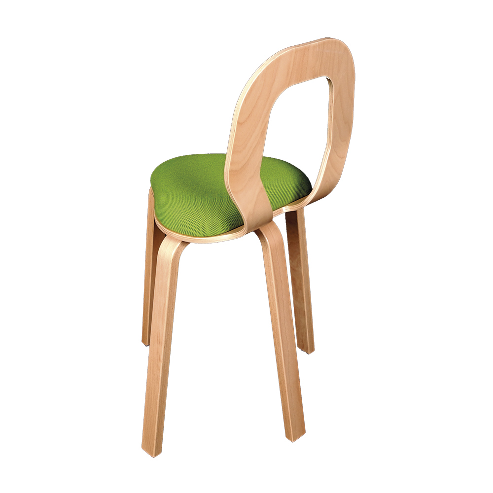Ergoret Stabel Stol med ergonomisk sæde, en let og fleksibel stol, der kan bruges af børn og voksne som arbejdsstol og spisestol, set bag fra – fra Klarskov møbler ApS