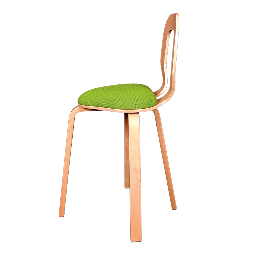 Ergoret Stabel Stol med ergonomisk sæde, en let og fleksibel stol, der kan bruges af børn og voksne som arbejdsstol og spisestol, set fra siden – fra Klarskov møbler ApS