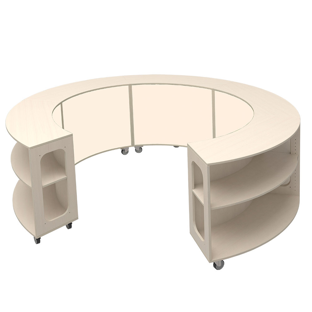 Fleksibel og mobil rumdeler og reol med låsbare hjul som afskærmning til lærende miljøer institutionsmøbler fra Klarskov møbler pædagogiske møbler