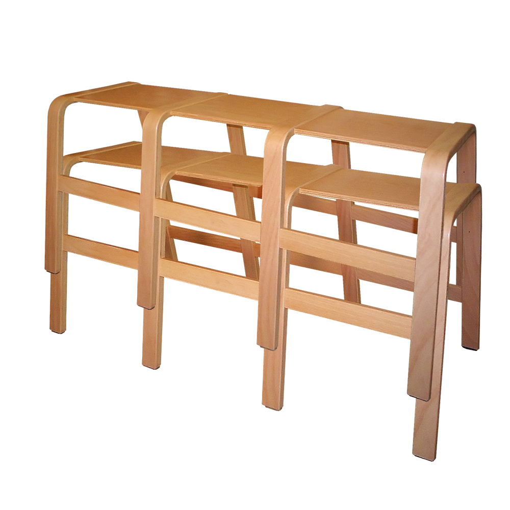 Panuline Stabel Bænk med 3 sæder som stablet - et pædagogisk møbel fr a Klarskov møbler ApS