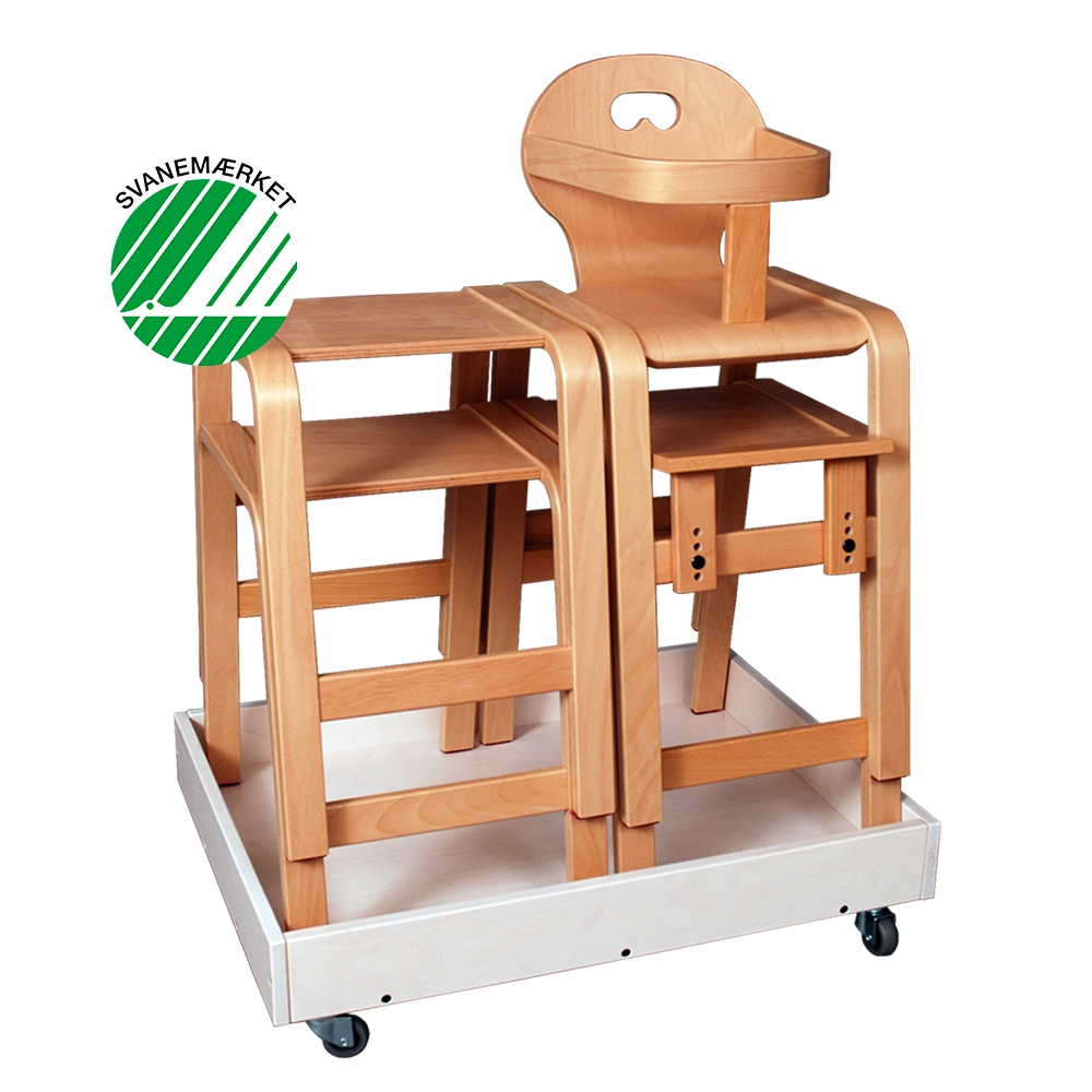 Panuline Taburet Vogn - en taburetvogn designet til Panuline-serien til stabling af taburetter, stol og højstole - fås hos Klarskov møbler ApS - institutionsmøbler