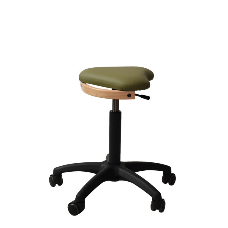 Ergonomisk arbejdsstol Ergoret Arbejdsstol med vaskbart betræk Haku i oliven grøn, ergonomisk sæde, gaspatron og sikkerhedshjul, design fra fra Klarskov møbler, dans produktion