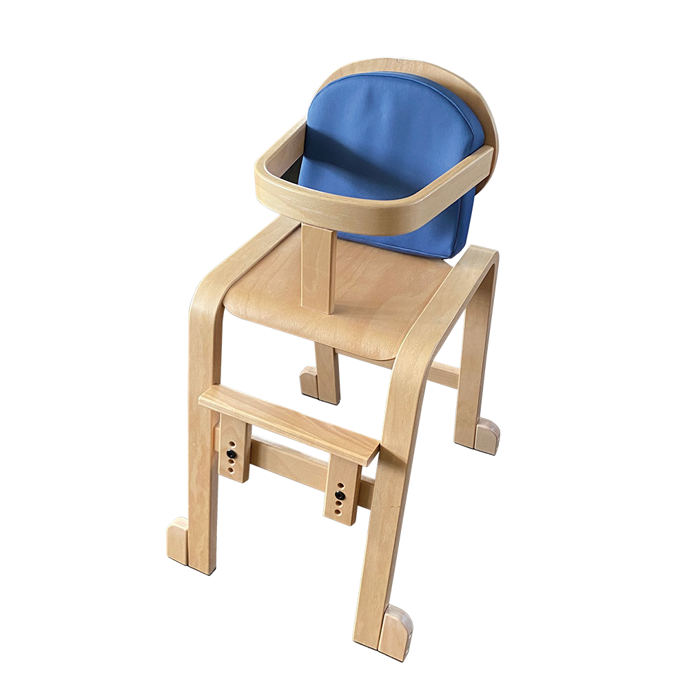 Løse sikkerhedsfødder til oprindelige Panuline Stabel Højstol fra 2002, skrues på med møbelskruer i eksisterende træben, Klarskov møbler